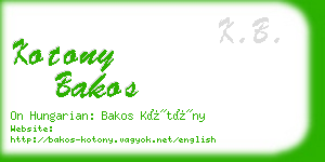 kotony bakos business card